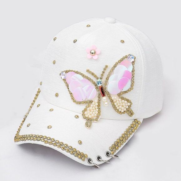 Accessories - Rhinestone Butterfly Cap - Sportwear Women Hat